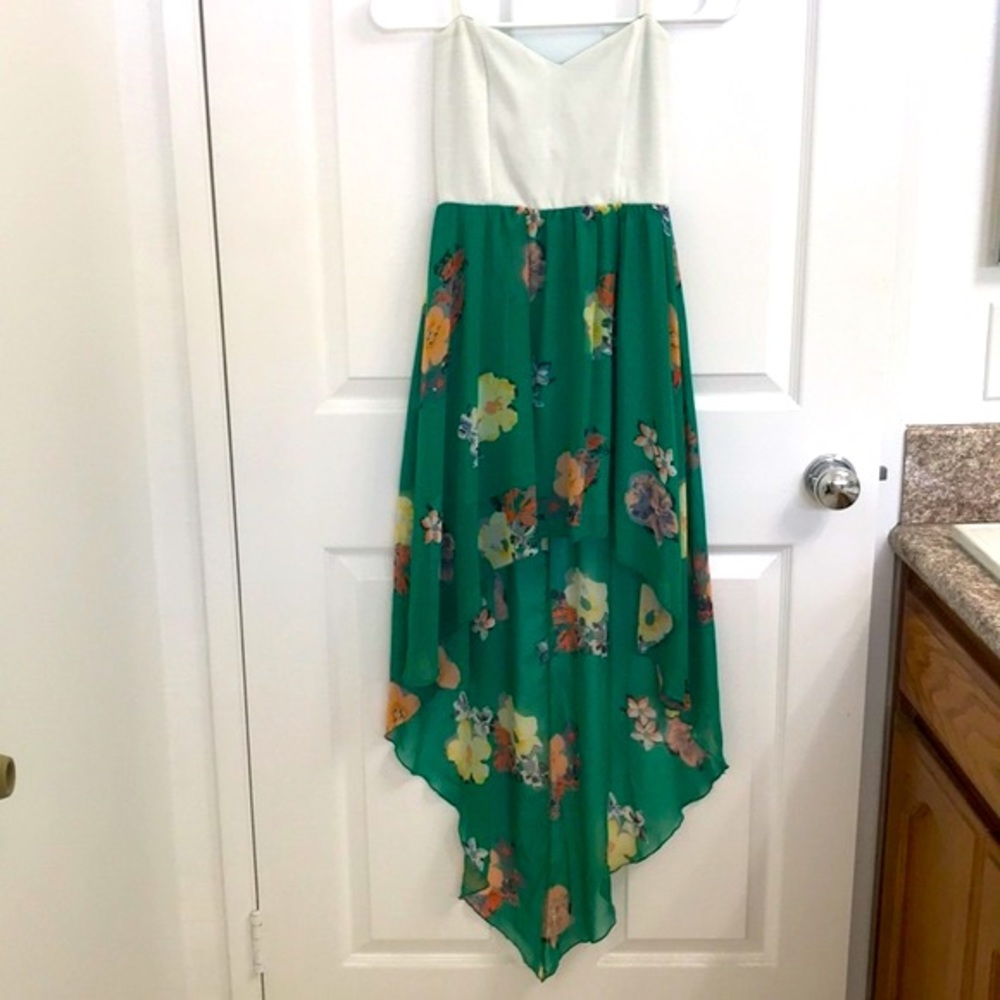 Strapless Floral High Low Dress